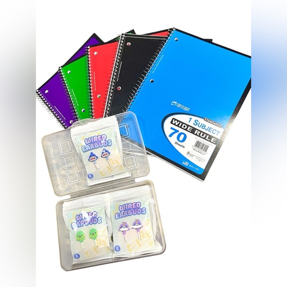 Other - New 9pc back to school bundle notebooks, pencil box and earbuds